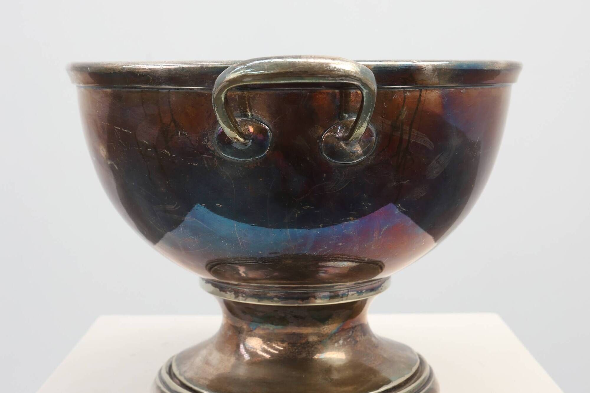 Art deco Silverplated champagne cooler with Patinated Surface, France 1920s