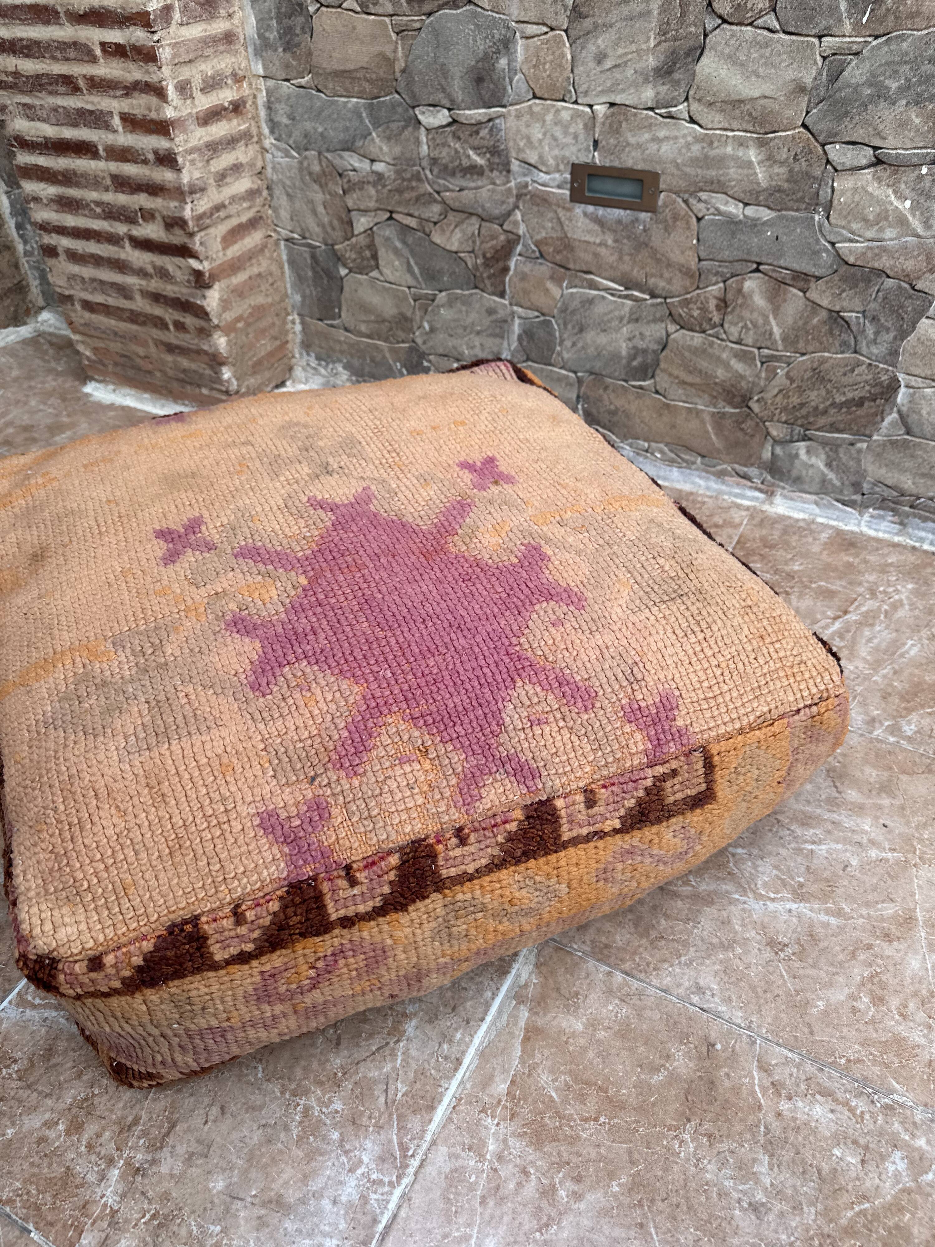 Handmade Berber Kilim pouf, floor cushion.
