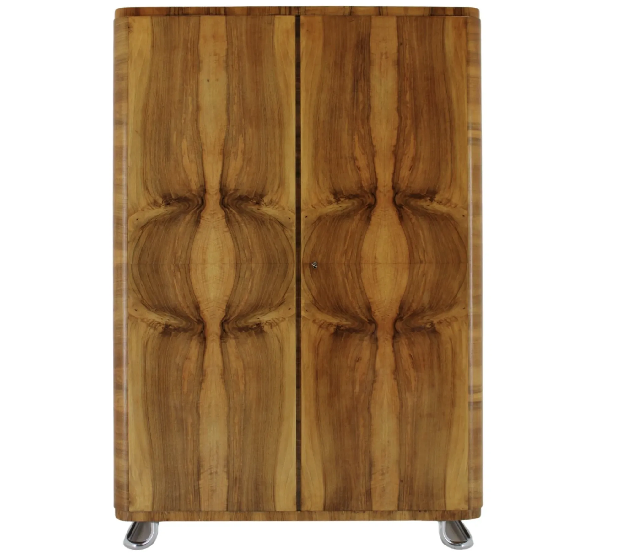 Restored Bauhaus wardrobe from the 1930s in walnut, Czechoslovakia.