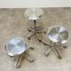 3 adjustable industrial stools with aluminum wheels