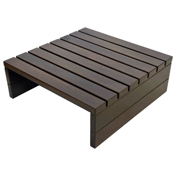 Table basse vintage à lattes design Wengé massif années 70 minimaliste