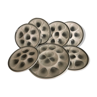 6 oyster plates and their dish - Moulin des Loups