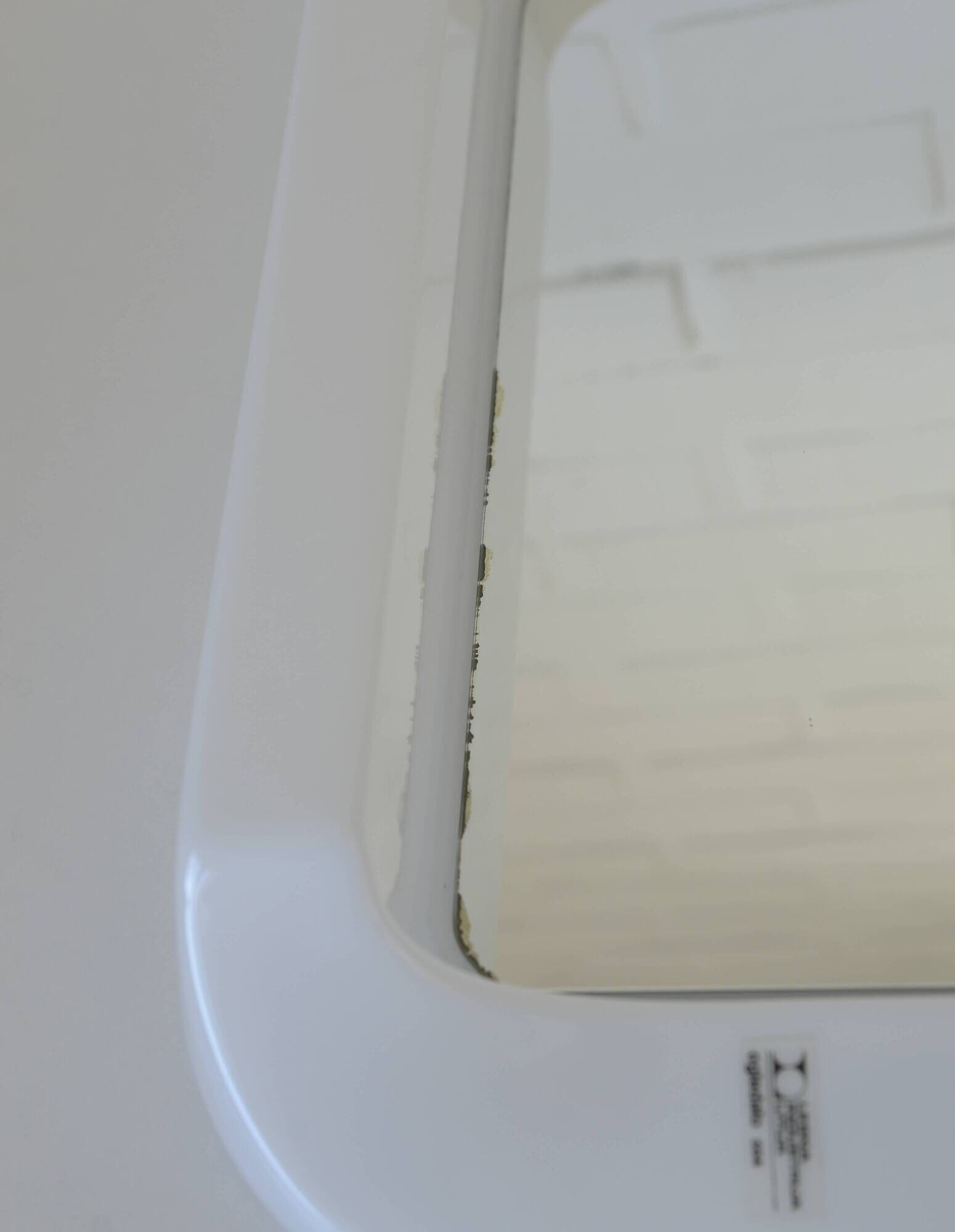 Square Wall Mirror With Shelf / Vintage White Plastic Space Age 1970