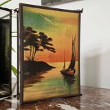 Miroir vintage 1920 triptyque de barbier