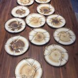 Set of 12 compartment plates in stoneware – Longchamp, France – Here