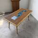 Rattan and ceramic coffee table, 60s
