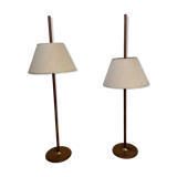 2 old adjustable floor lamps temde design in vintage scandinavian solid teak
