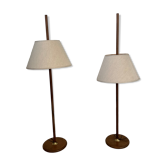 2 old adjustable floor lamps temde design in vintage scandinavian solid teak