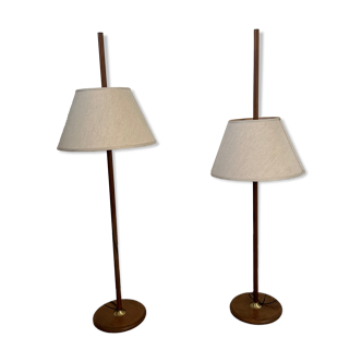 2 old adjustable floor lamps temde design in vintage scandinavian solid teak