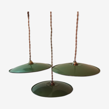 Set of green glazed Tole hanging set new wire