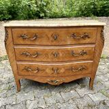 Louis XV style commode in marquetry, 20th century.