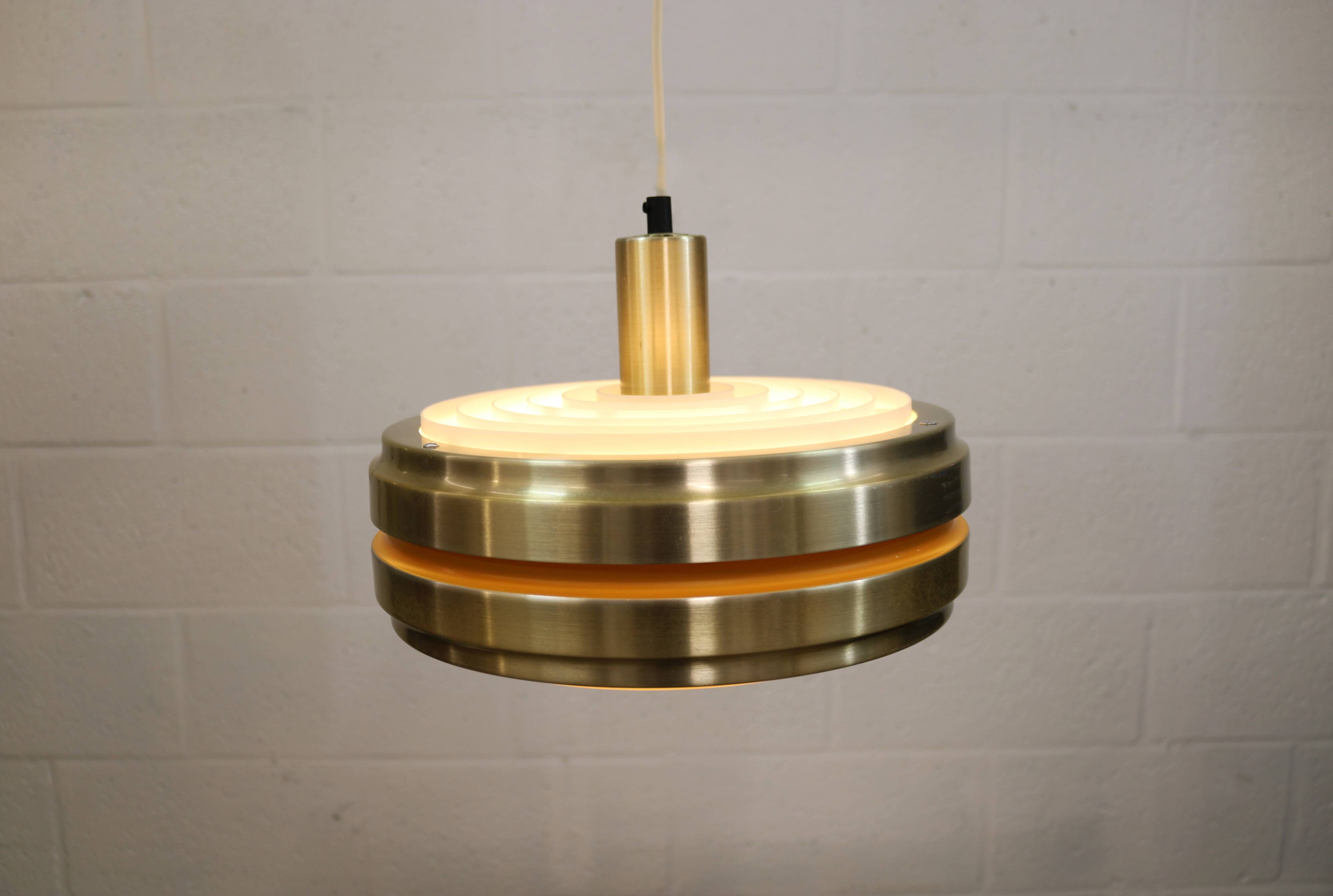 Golden vintage brass lamp: 1970s Scandinavian Mid-Century Modern