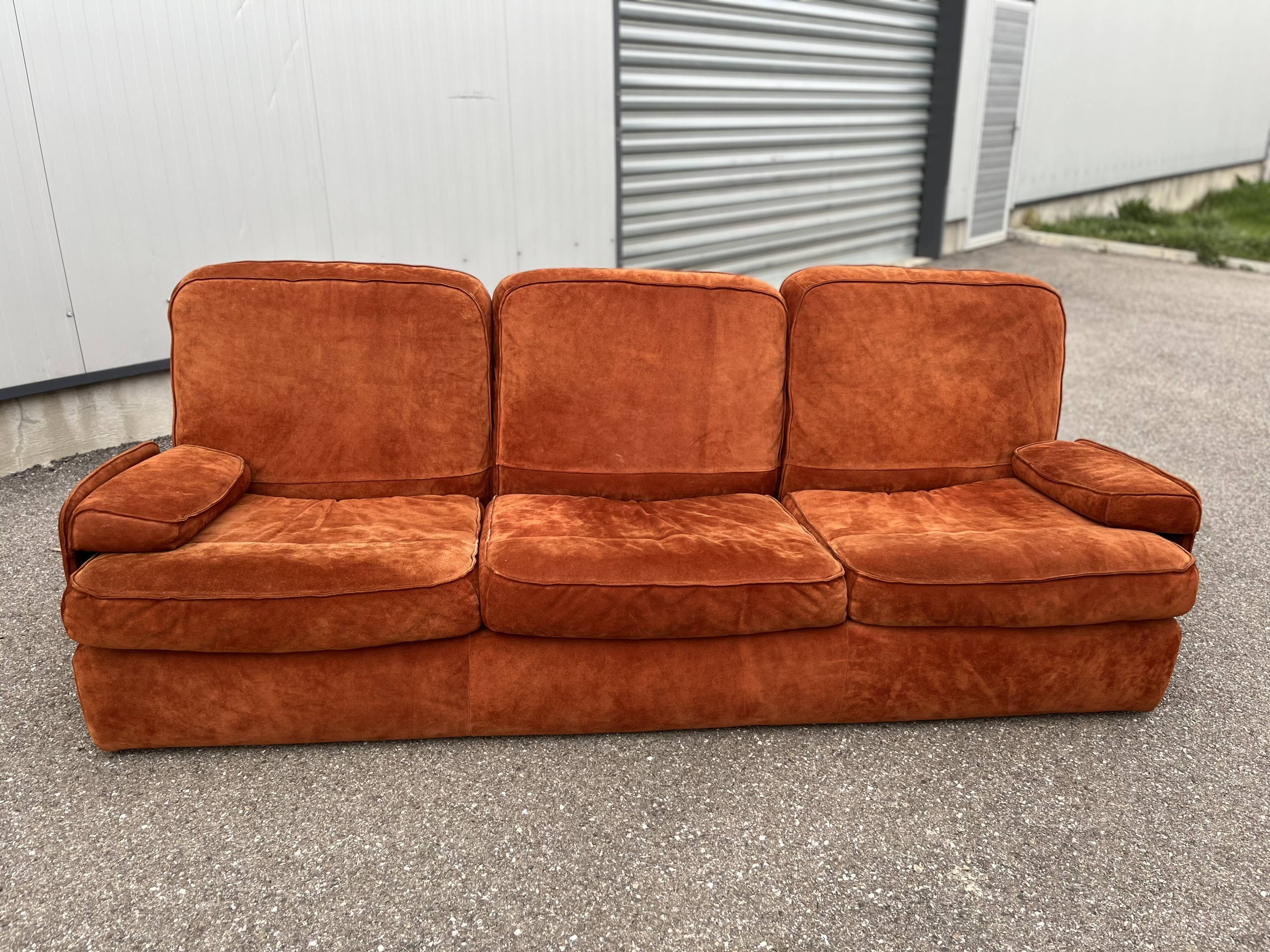 Cinna orange suede sofa