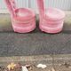 Paire de chauffeuses vintage tissu rose