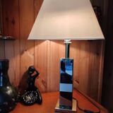 Lampe à poser chromée et inox dépoli design vintage