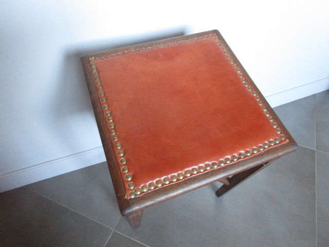 Antique oak theatre stool