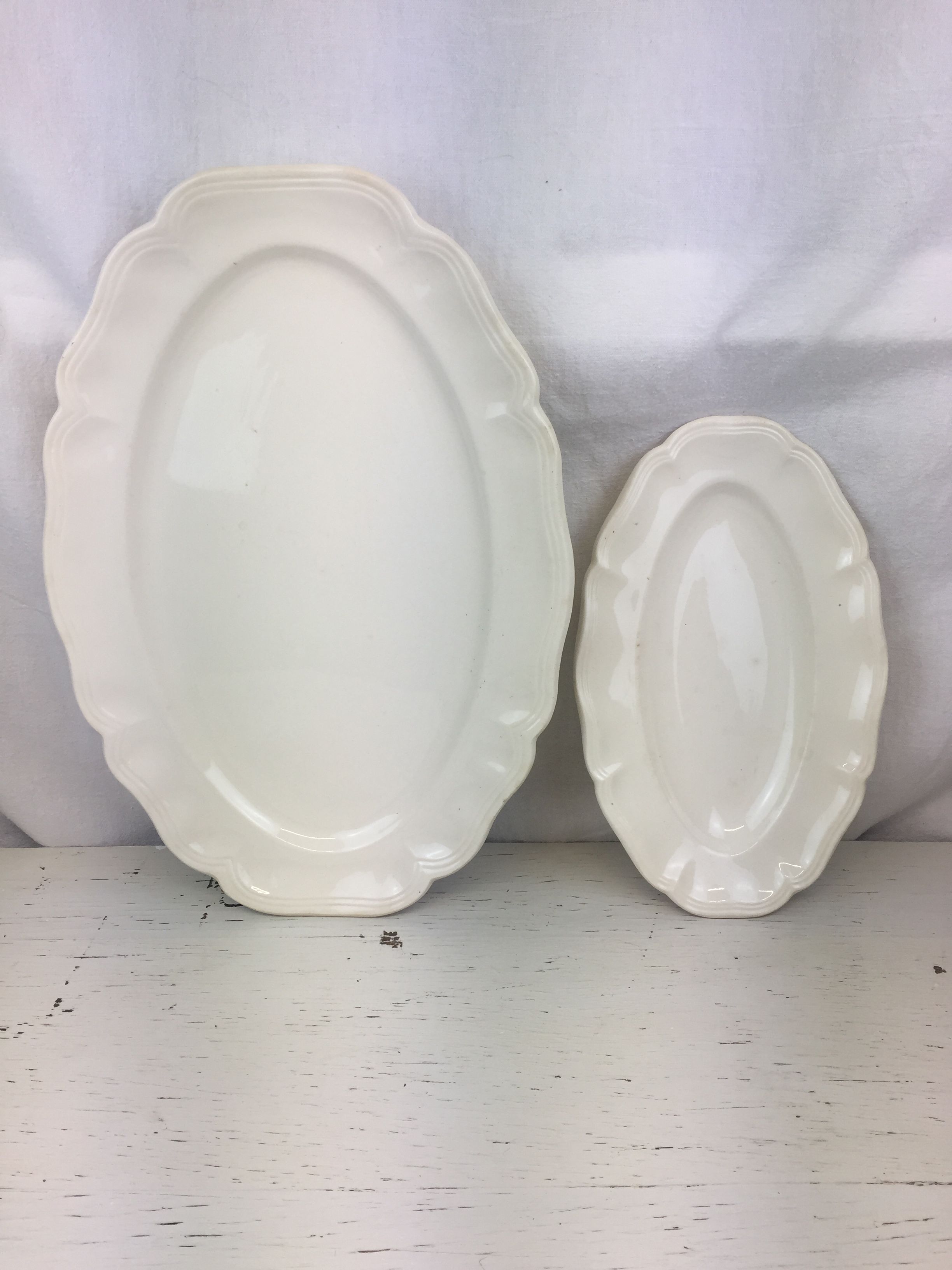 Old oval dishes, ivory color made in france Digoin Sarreguemines
