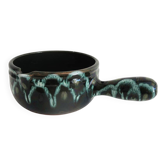 Glazed green earthenware casserole