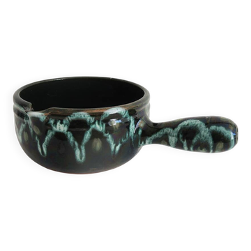 Glazed green earthenware casserole