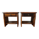 Pair of solid elm bedside tables, France 1970.