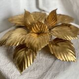 Pair of vintage Masca wall lights with golden flowers, 1970s
