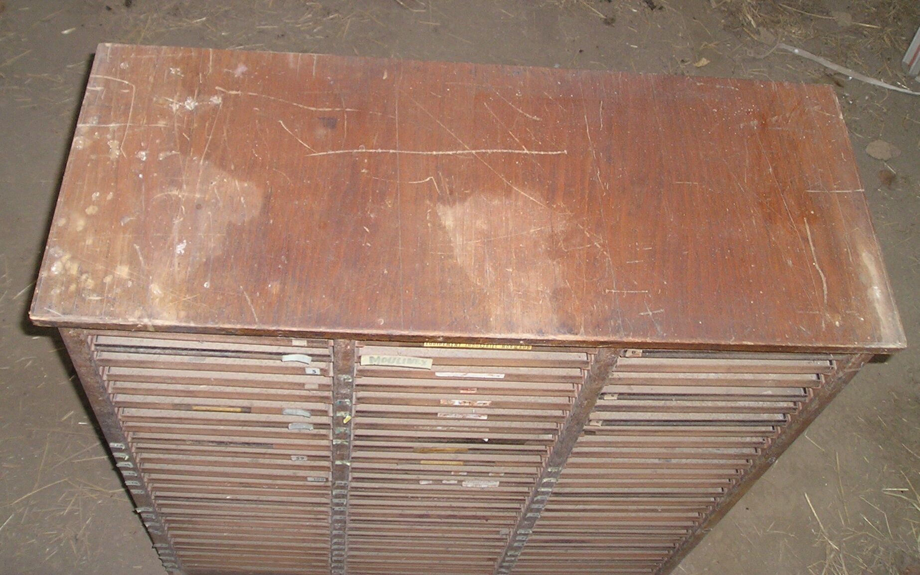 Furniture for printing trades with 75 metal drawers