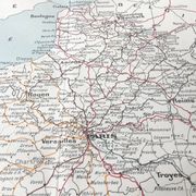 Old map of France in 1950, 43x43cm.