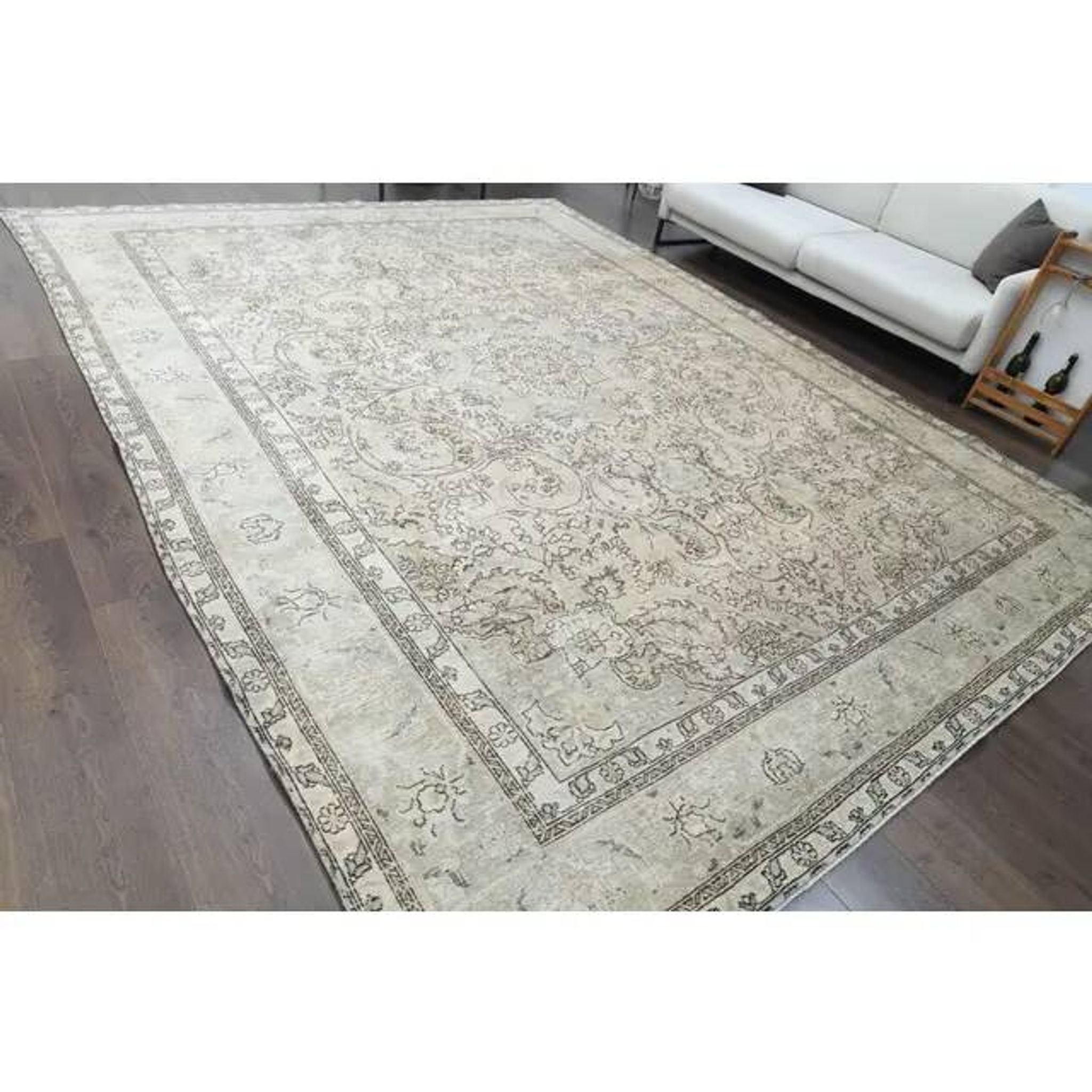 1970s Vintage Persian Handmade Wool Cotton Brown Area Rug 292x388