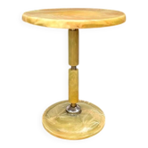 Vintage yellow marble effect resin side table with patinated metal from the 1970s.