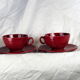 Pair of burgundy red cups with concentric streaks - Saint-Clément - 50s