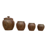Set of four numbered Denbac spice jars