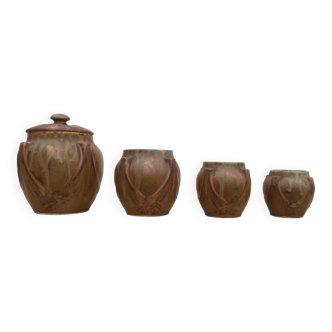 Set of four numbered Denbac spice jars