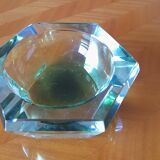 Cendrier en cristal ou verre avec de superbes reflets bleu vert