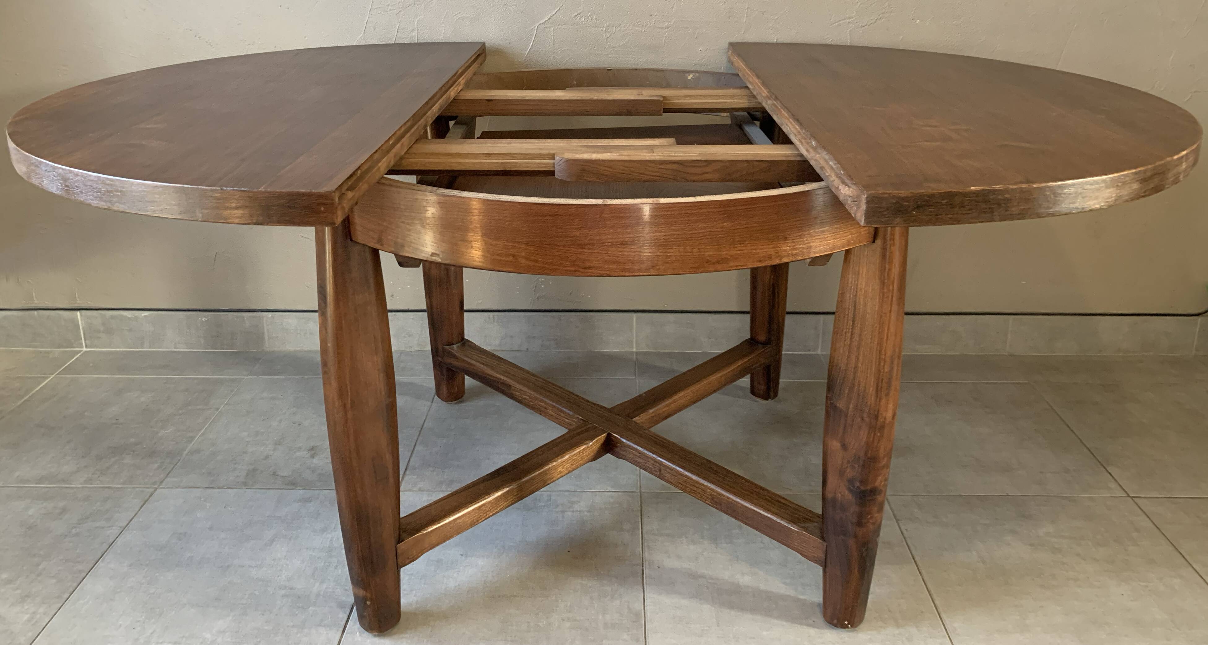 Vintage extendable wooden table from the 50s with independent extension