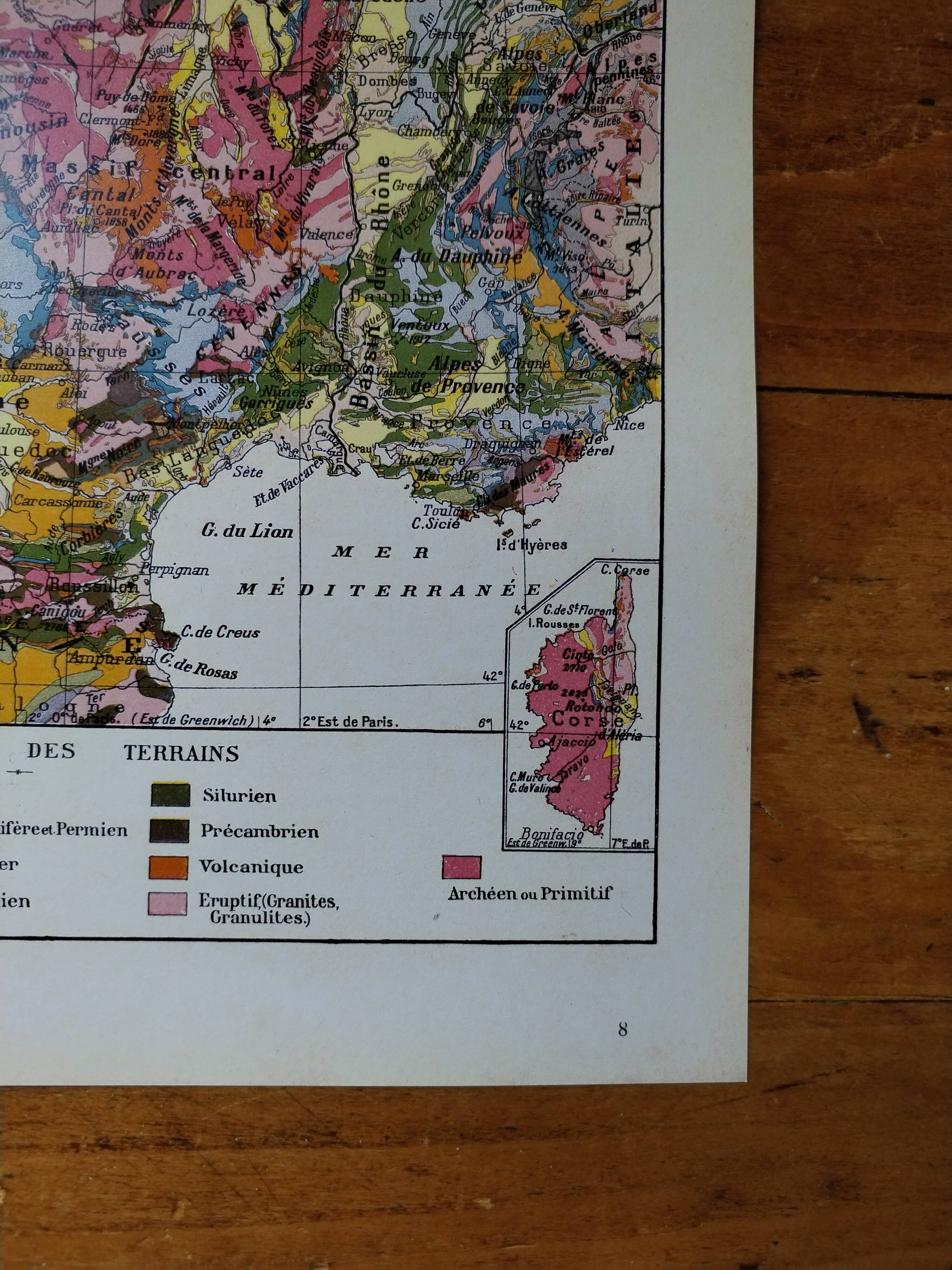 Original lithograph on France (geological + mining)