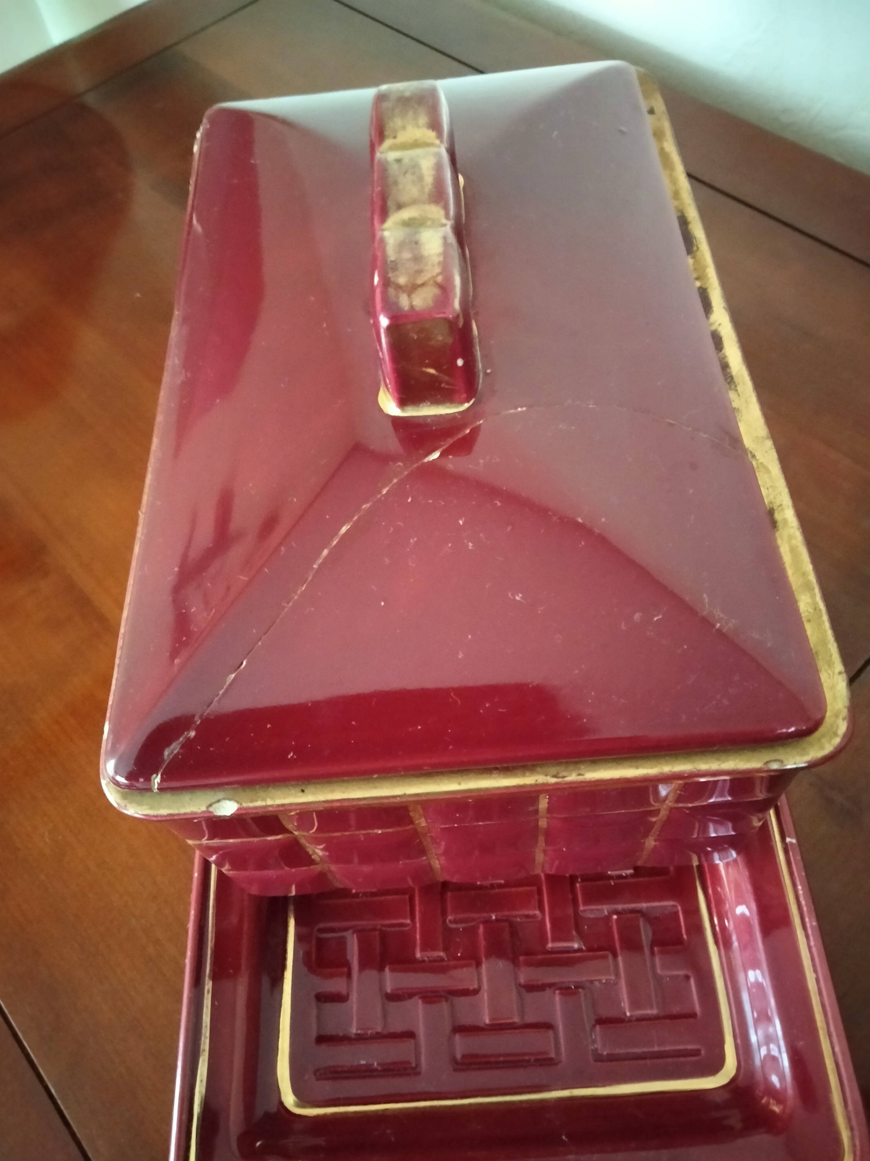 burgundy art deco box