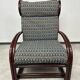 Fauteuil à oreilles en bambou de style milieu du siècle avec tabouret par Gervasoni