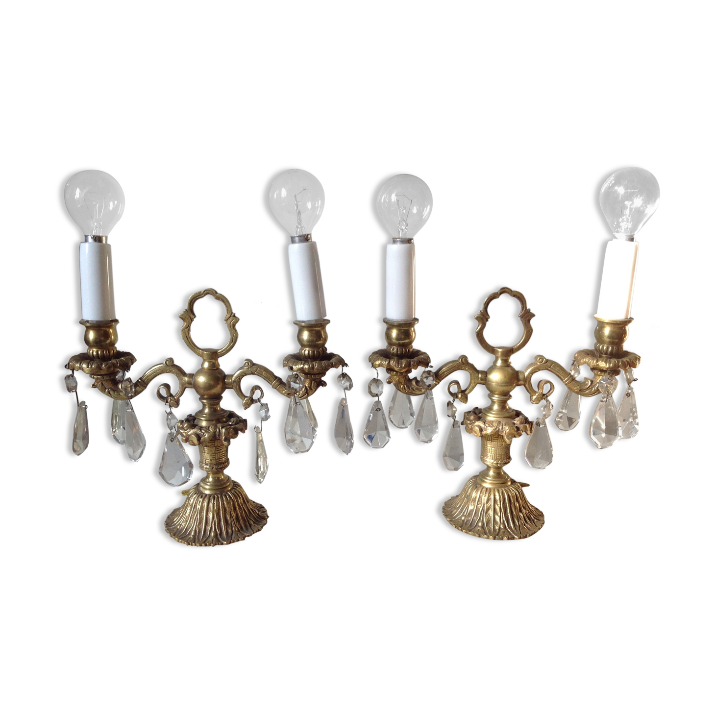 Paire de girandoles anciennes en bronze, vers 1900.