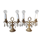 Pair of ancient bronze girandoles, circa 1900.