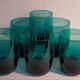 Six verres de verrier bleus paon vintages