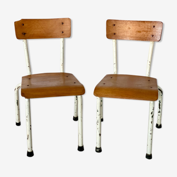 Paire de chaises d'écolier vintage