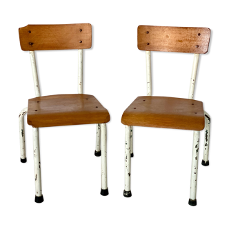 Paire de chaises d'écolier vintage