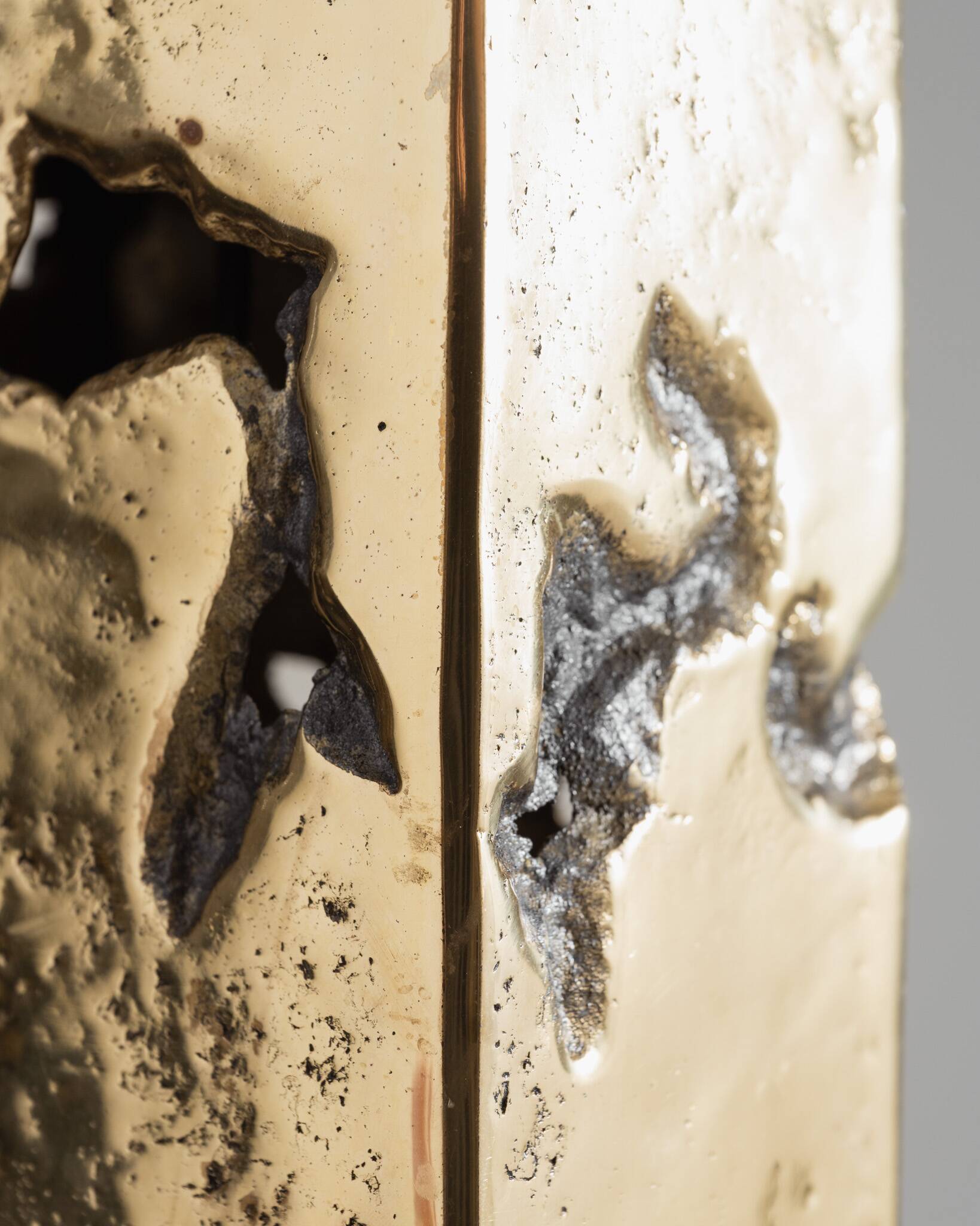 BRUTALIST BRONZE LAMP, DAVID MARSHALL, 1980s