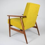 Fauteuil original "FOX", Pologne années 1970, entièrement restauré, jaune