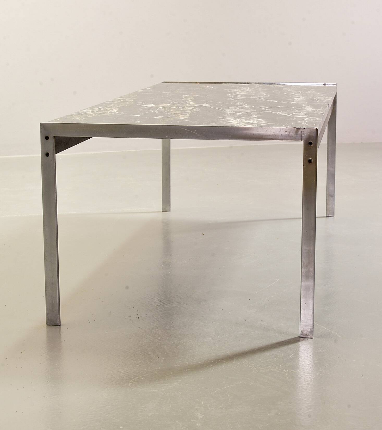 Kho Liangh Black Marble and Brushed Steel Coffee Table by Artifort 1960s