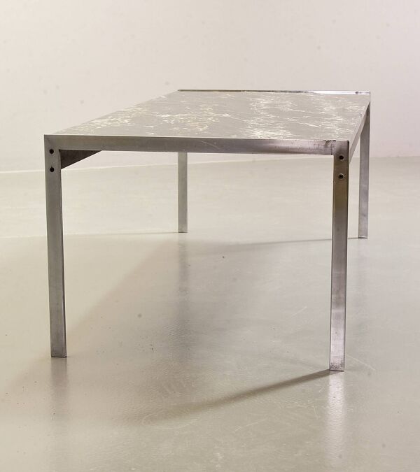 Table basse Kho Liangh en marbre noir et acier brossé par Artifort, années 1960