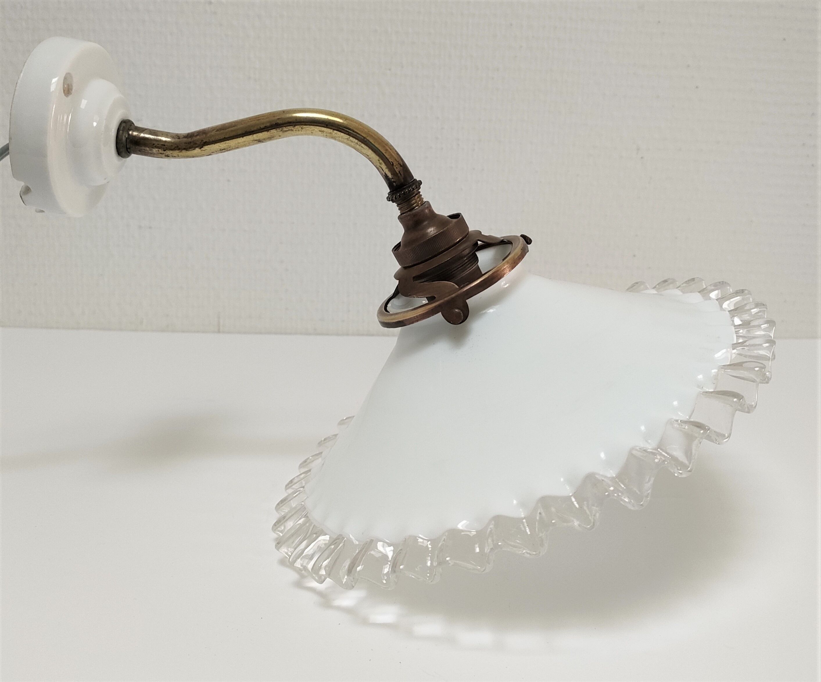 Opaline porcelain brass wall lamp early twentieth century