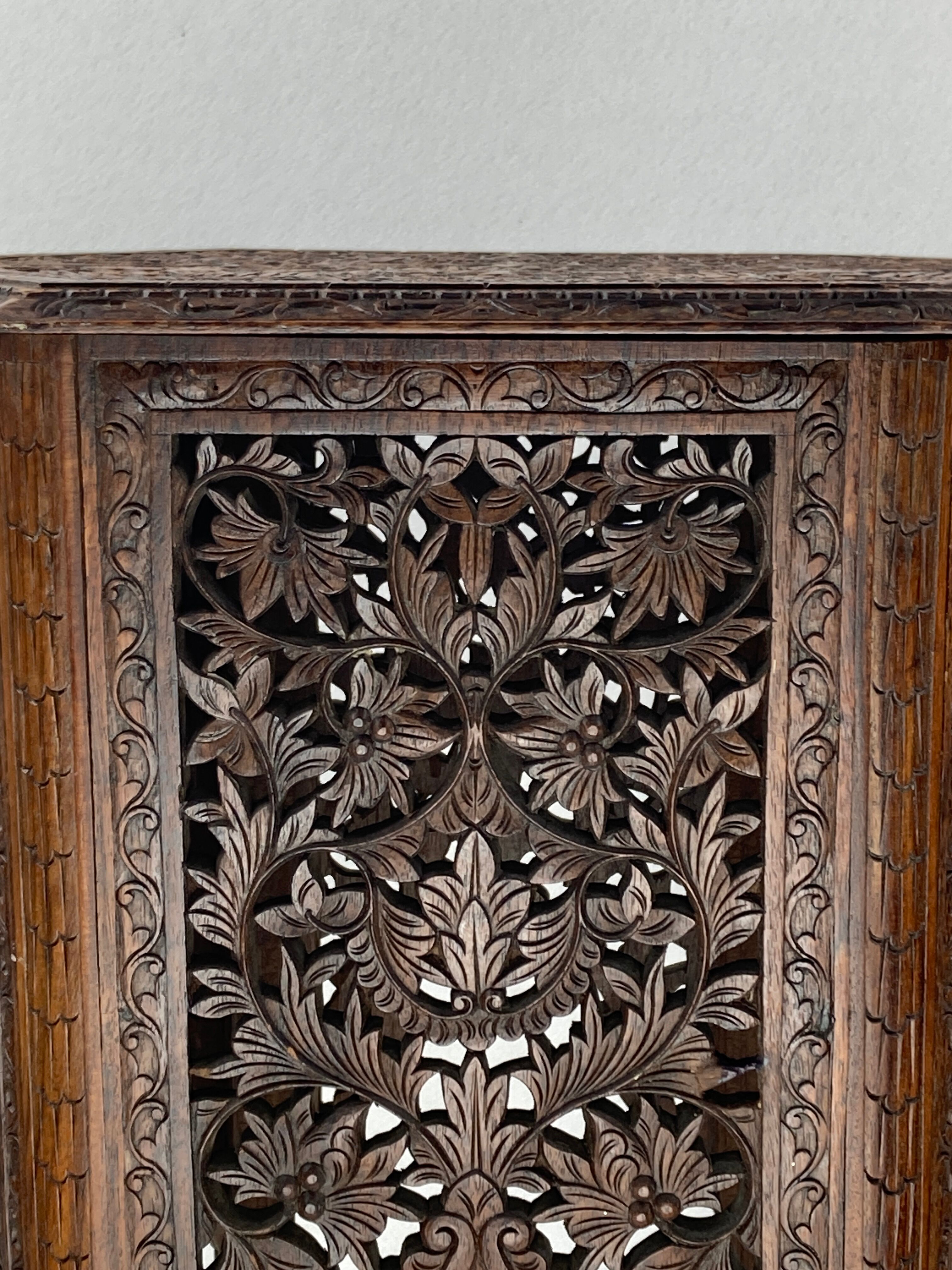 Antique 19th century burmese hand carved side or end table