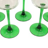 Set of 6 Vintage Luminarc Vins Moselle Wine Glasses Green
