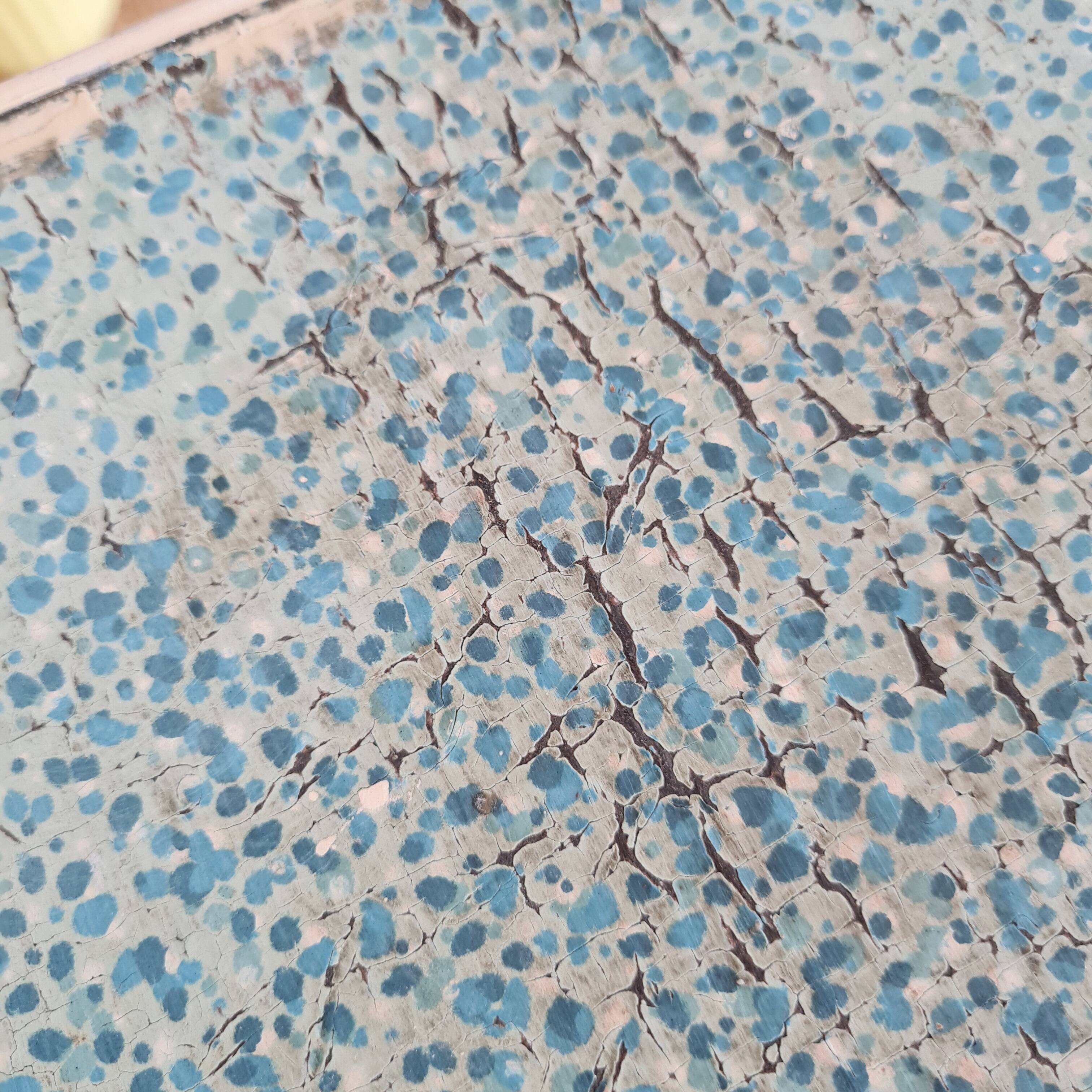 White wooden painter's stool - blue seat